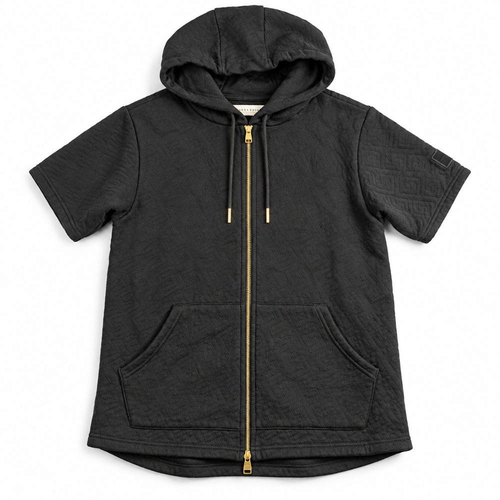 Crooks & Castles Mens Black Quilted Short Sleeve Full Zip Hoodie Size Small
